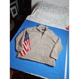 Alpine Sherpa Jacket Pullover 1/4 Zip Pockets‎ SOFT Fluffy Sweatshirt Large